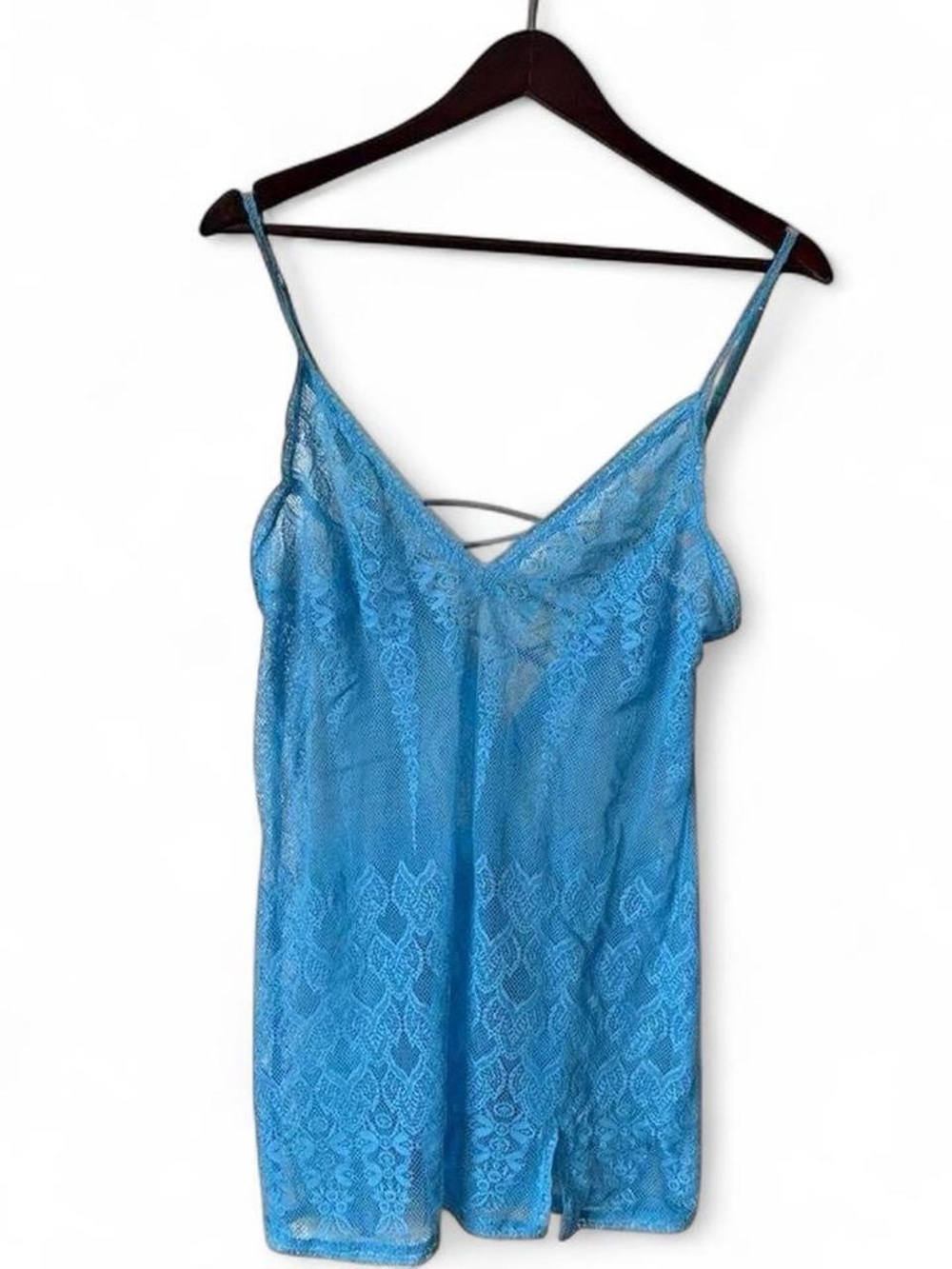 Victoria's Secret Bright Blue Lace Slip with V-Neck
